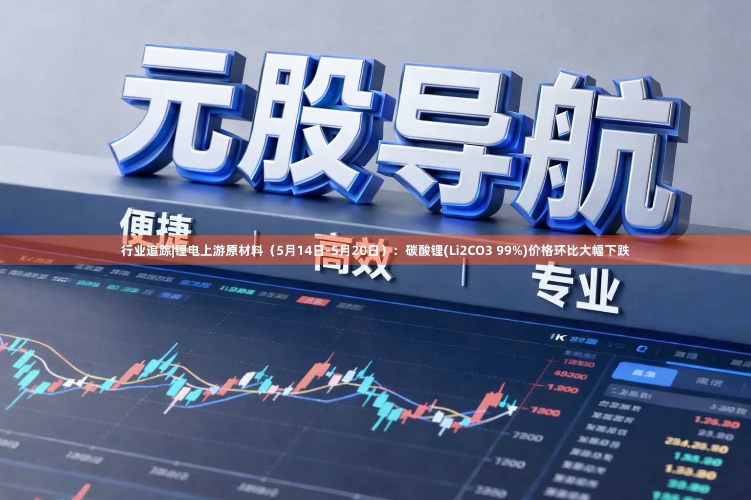 行业追踪|锂电上游原材料（5月14日-5月20日）：碳酸锂(Li2CO3 99%)价格环比大幅下跌